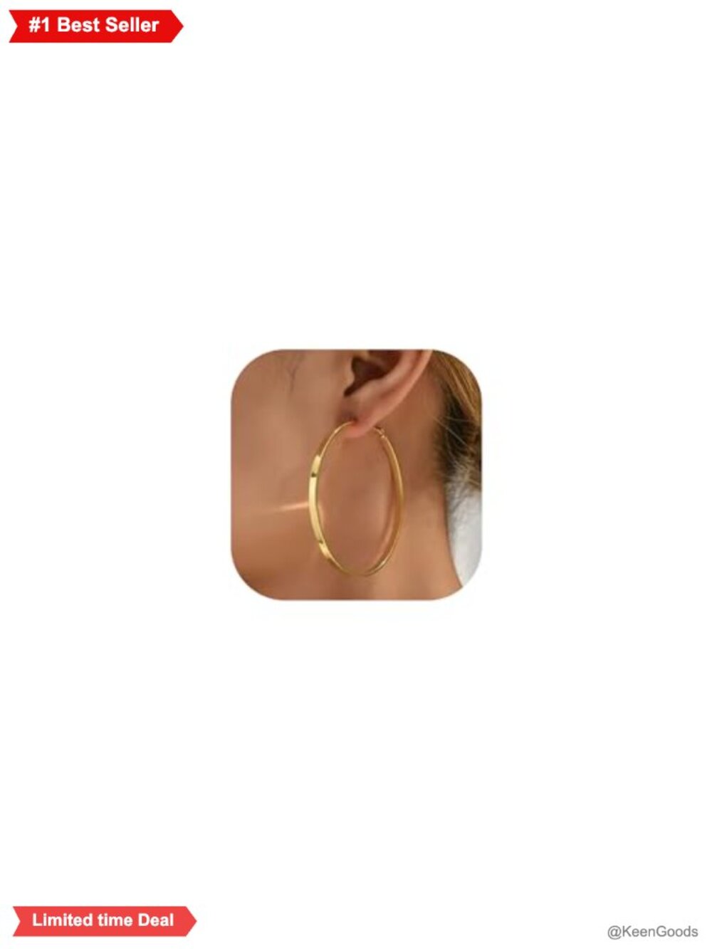 Large Big Gold Hoop Earrings for Women Non Tarnish Flat Wide Design